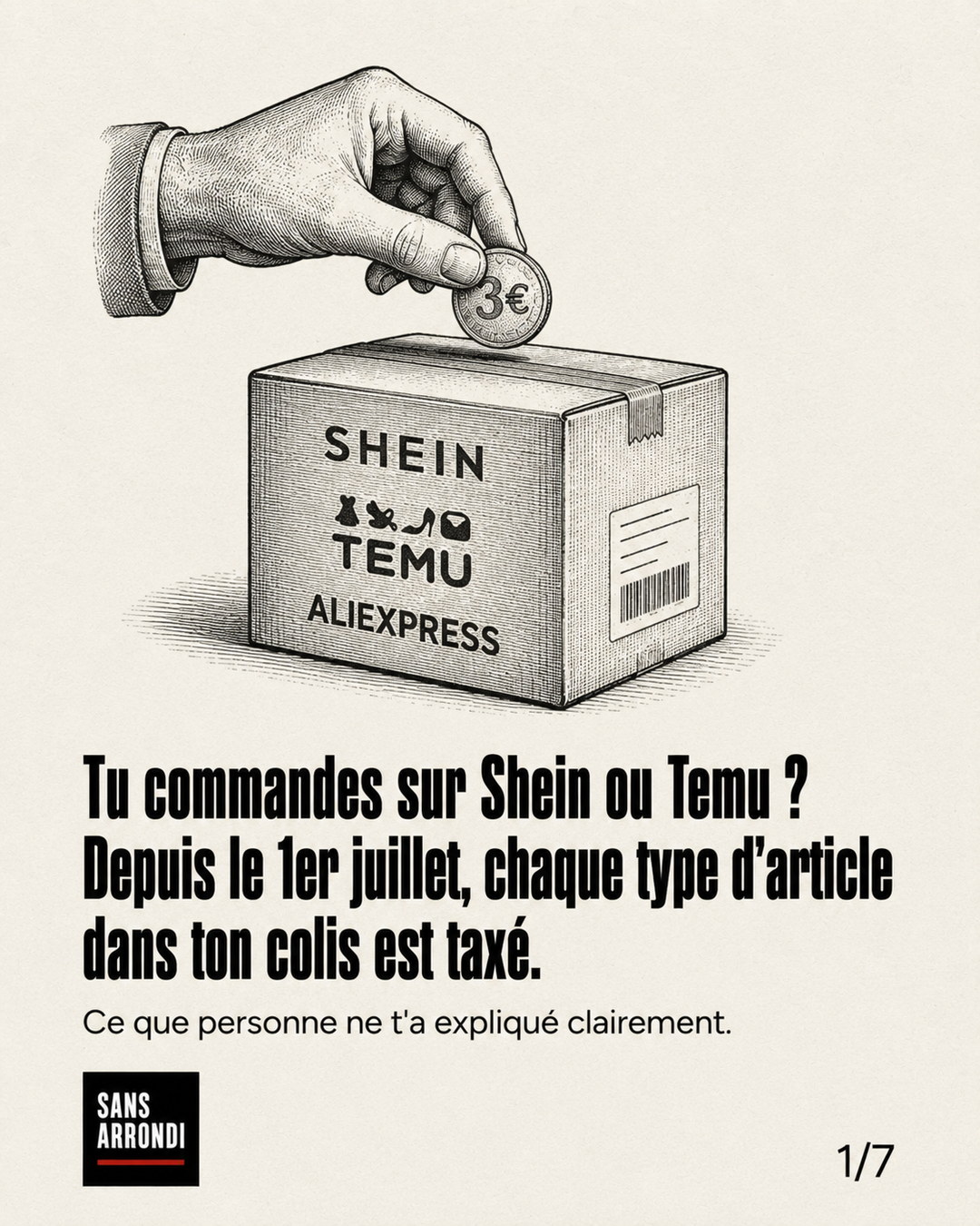 Taxe e-commerce Shein, Temu, AliExpress — carrousel Sans Arrondi